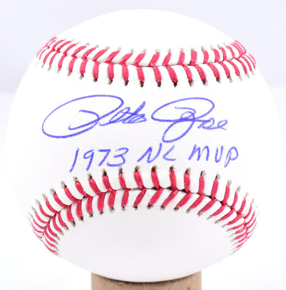 Pete Rose Autographed Rawlings OML Baseball w/ 1973 NL MVP - Beckett W Hologram *Blue Image 1