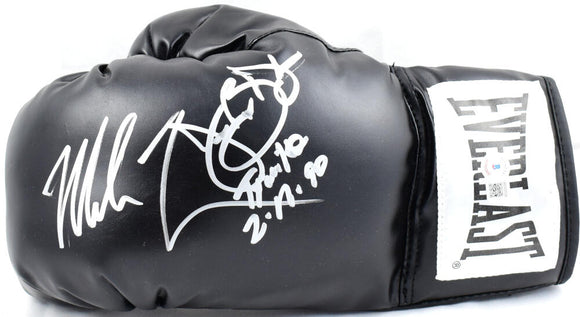 Mike Tyson Buster Douglas Signed Black Everlast Boxing Glove - Beckett W Hologram *Silver *Left Image 1