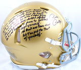 Rudy Ruettiger Signed Notre Dame Riddell F/S Speed Authentic Helmet w/Story- Beckett W Hologram *Black Image 1