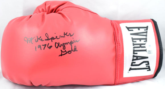 Michael Spinks Autographed Red Everlast Boxing Glove w/Gold- Beckett W Hologram *Black *Left Image 1