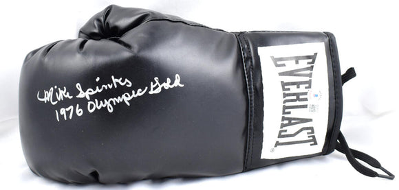 Michael Spinks Autographed Black Everlast Boxing Glove w/Gold- Beckett W Hologram *Silver *Left Image 1