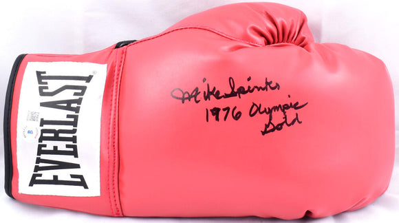 Michael Spinks Autographed Red Everlast Boxing Glove w/Gold- Beckett W Hologram *Black *Right Image 1