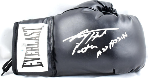 Larry Holmes Autographed Everlast Black Boxing Glove w/Easton Assassin-Beckett W Hologram *Silver *Right Image 1