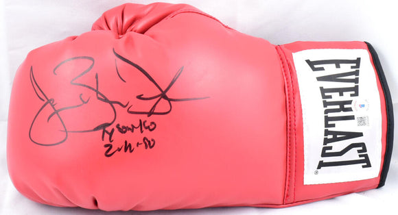 Buster Douglas Autographed Everlast Red Boxing Glove w/Tyson KO-Beckett W Hologram *Black *Left Image 1