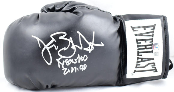Buster Douglas Autographed Everlast Black Boxing Glove w/Tyson KO-Beckett W Hologram *Silver *Left Image 1