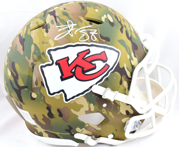 Travis Kelce Autographed Kansas City Chiefs F/S Camo Speed Authentic Helmet- Beckett W Hologram *White Image 1