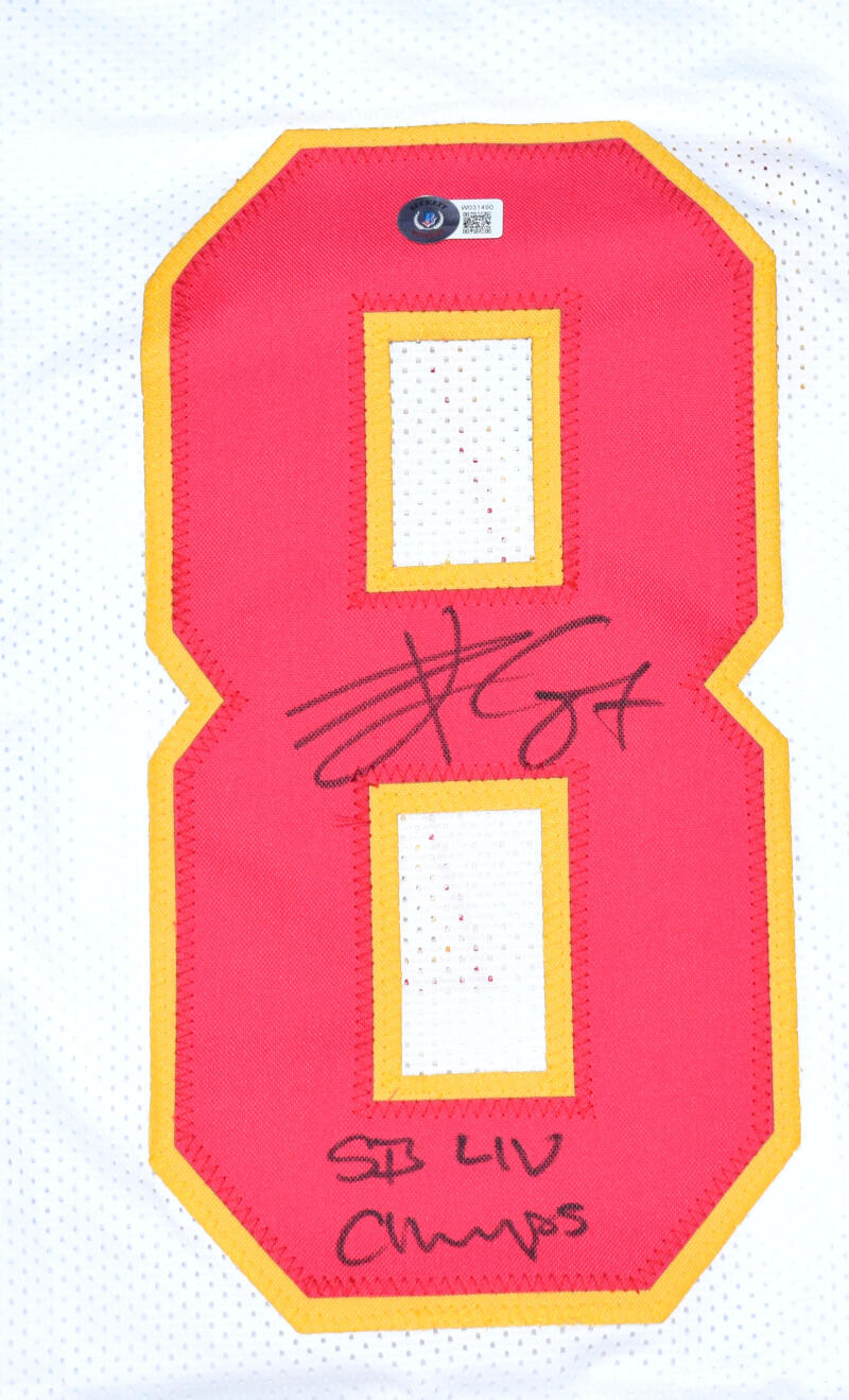 Press Pass Collectibles Travis Kelce Authentic Signed White Pro Style Framed Jersey BAS Witnessed