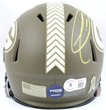 Donald Driver Autographed Green Bay Packers Salute to Service Speed Mini Helmet-Beckett W Hologram *Yellow Image 3