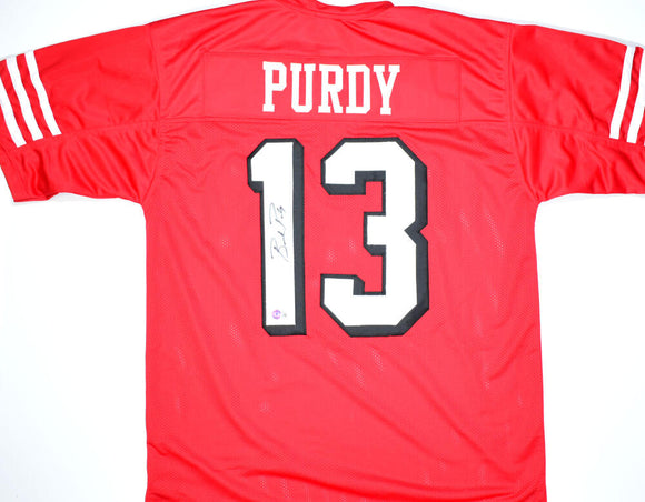 Brock Purdy Autographed/Signed Pro Style Red XL Jersey Beckett