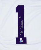 Ja'Marr Chase Autographed White College Style Jersey-Beckett W Hologram *Silver Image 2