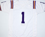 Ja'Marr Chase Autographed White College Style Jersey-Beckett W Hologram *Silver Image 3