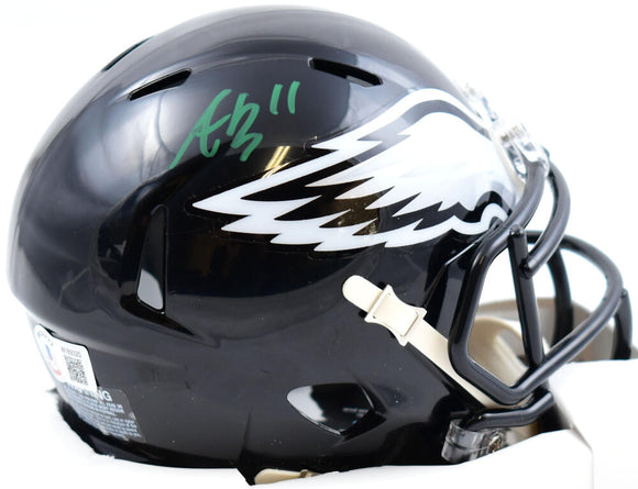 A.J. Brown Autographed Philadelphia Eagles ALT 22 Speed Mini Helmet-Beckett W Hologram *Green Image 1