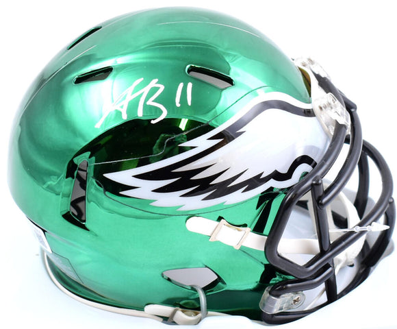 A.J. Brown Autographed Philadelphia Eagles Chrome Speed Mini Helmet-Beckett W Hologram *White Image 1