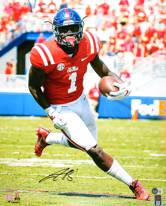 A.J. Brown Autographed Ole Miss Rebels 16x20 Running Photo-Beckett W Hologram *Black Image 1
