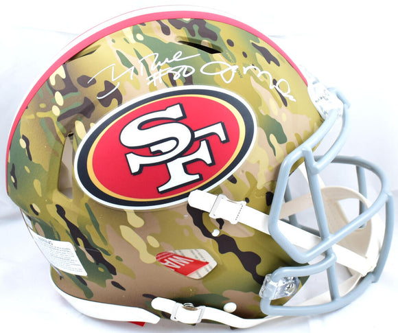 Joe Montana Jerry Rice Autographed San Francisco 49ers F/S Camo Speed Authentic Helmet - Fanatics *White Image 1