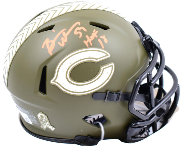 Brian Urlacher Autographed Chicago Bears Salute to Service Speed Mini Helmet w/HOF-Beckett W Hologram *Orange Image 1