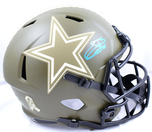 Emmitt Smith Autographed F/S Dallas Cowboys Salute to Service Speed Helmet-Beckett W Hologram *Blue Image 1