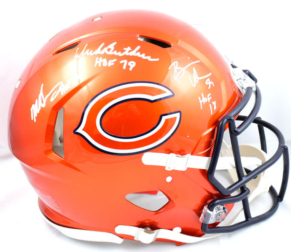 Singletary Urlacher Butkus Signed Chicago Bears F/S Flash Speed Authentic Helmet w/ HOF- Beckett W Hologram *White Image 1