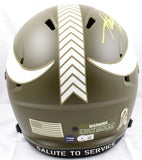 Adrian Peterson Autographed Minnesota Vikings F/S Salute to Service Speed Helmet-Beckett W Hologram *Yellow Image 3