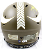 Adrian Peterson Autographed Minnesota Vikings F/S Salute to Service Speed Authentic Helmet-Beckett W Hologram *Yellow Image 3