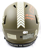 Mike Alstott Signed Buccaneers F/S Salute to Service Speed Authentic Helmet w/2 insc.-Beckett W Hologram *Orange Image 6