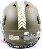 Warren Sapp Signed Buccaneers F/S Salute to Service Speed Authentic Helmet w/3 insc.-Beckett W Hologram *Orange Image 4