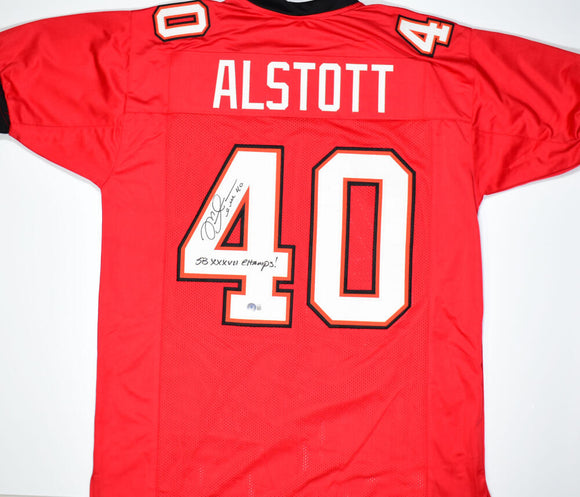 Mike Alstott Autographed Red Pro Style Jersey w/SB Champs - Beckett W Hologram *Black Image 1