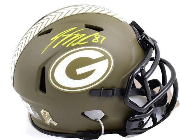 Jordy Nelson Autographed Green Bay Packers Salute to Service Speed Mini Helmet-Beckett W Hologram *Yellow Image 1