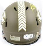 Jordy Nelson Autographed Green Bay Packers Salute to Service Speed Mini Helmet-Beckett W Hologram *Yellow Image 3