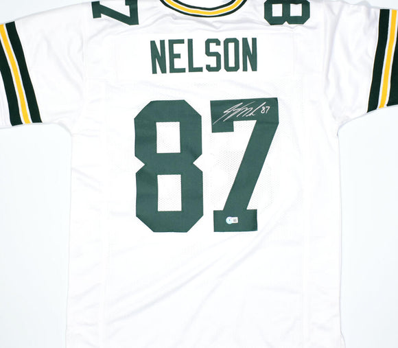 Jordy Nelson Autographed White Pro Style Jersey *7 - Beckett W Hologram *Silver Image 1