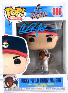 Charlie Sheen Autographed Ricky "Wild Thing" Vaughn Funko Pop #886- JSA W *Blue Image 1