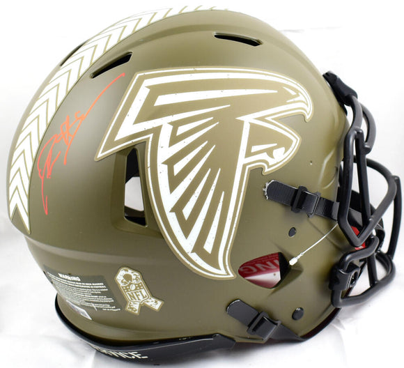 Deion Sanders Signed Atlanta Falcons F/S Salute to Service Speed Authentic Helmet- Beckett W Hologram *Red Image 1