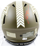 Deion Sanders Signed Atlanta Falcons F/S Salute to Service Speed Authentic Helmet- Beckett W Hologram *Red Image 3