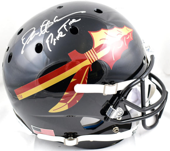 Deion Sanders Autographed Florida State F/S Black Schutt Helmet w/Prime Time-Beckett W Hologram *Silver Image 1