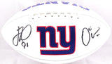 Justin Tuck Osi Umenyiora Autographed New York Giants Logo Football- Beckett W Hologram *Black Image 1