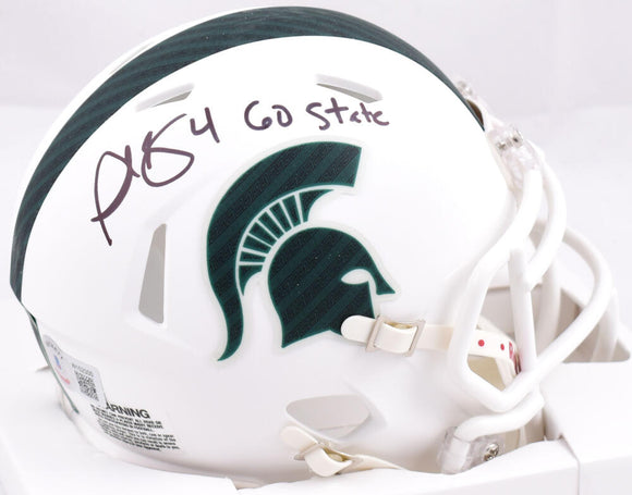 Plaxico Burress Autographed Michigan State Speed Mini Helmet w/Go State- Beckett W Hologram *Black Image 1