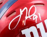 Justin Tuck Osi Umenyiora Autographed New York Giants Flash Speed Mini Helmet- Beckett W Hologram *White Image 3