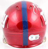 Justin Tuck Osi Umenyiora Autographed New York Giants Flash Speed Mini Helmet- Beckett W Hologram *White Image 4