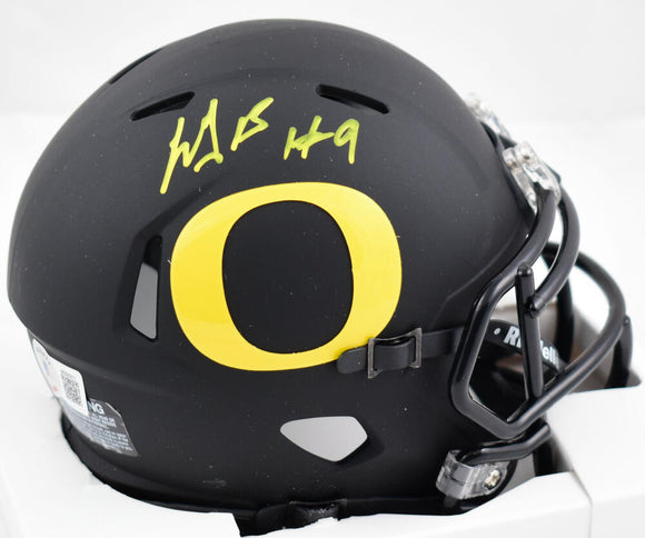 LeGarrette Blount Autographed Oregon Ducks Black Speed Mini Helmet- Beckett W Hologram *Yellow Image 1