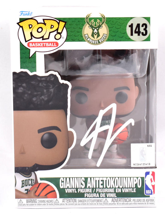 Giannis Antetokounmpo Signed Milwaukee Bucks Funko Pop Figurine #143-Beckett W Hologram *White Image 1