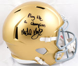 Michael Mayer Autographed Notre Dame F/S Speed Helmet w/Play Like a Champ -Beckett W Hologram *Black Image 1