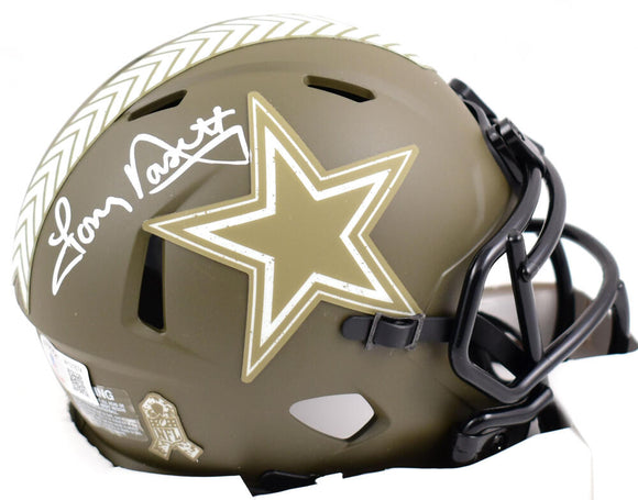 Tony Dorsett Autographed Dallas Cowboys Salute to Service Speed Mini Helmet-Beckett W Hologram *White Image 1