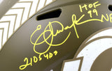 Eric Dickerson Autographed F/S Rams Salute to Service Speed Authentic Helmet W/3 insc. - Beckett W Hologram *Yellow Image 2