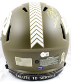 Eric Dickerson Autographed F/S Rams Salute to Service Speed Authentic Helmet W/3 insc. - Beckett W Hologram *Yellow Image 4