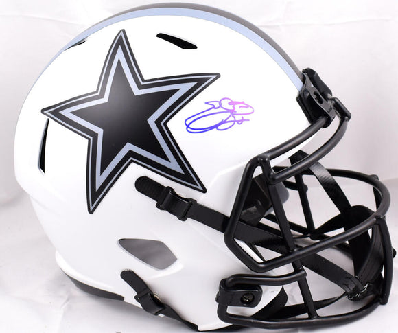 Emmitt Smith Autographed F/S Dallas Cowboys Lunar Speed Helmet-Beckett W Hologram *Blue Image 1