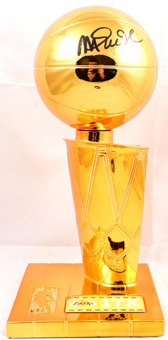 Magic Johnson Los Angeles Lakers Autographed 12'' Mini NBA Trophy- Beckett W Hologram *Black Image 1