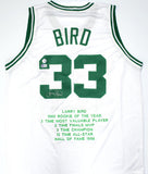 Larry Bird Autographed White Pro Style STAT Jersey-Beckett W Hologram *Silver  Image 1