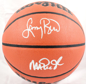 Larry Bird Magic Johnson Autographed Official NBA Wilson Basketball-Beckett W Hologram *Silver Image 1