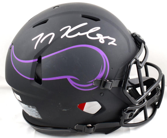 TJ Hockenson Autographed Minnesota Vikings F/S Eclipse Speed Authentic Helmet- Beckett W Hologram *Silver Image 1