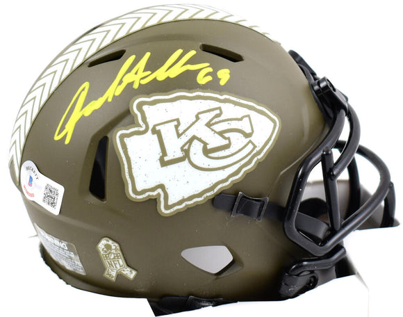 Jared Allen Autographed Kansas City Chiefs Salute to Service Speed Mini Helmet-Beckett W Hologram *Yellow Image 1